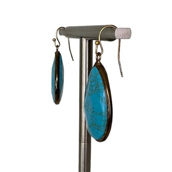 Anthropologie Turquoise Faceted Drop Earrings - Picture 5 of 8